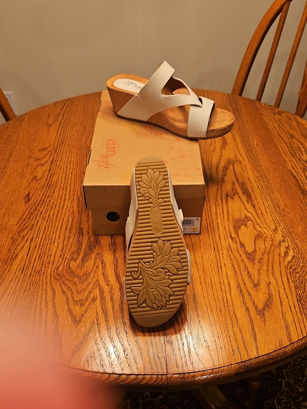 Sofft Cream Crisscross Wedge Slide Sandals - Picture 3 of 3
